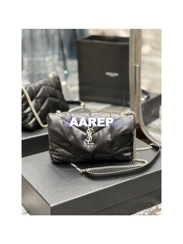 Replica YSL Saint Laurent Mini Loulou Puffer Toy Bag In Quilted Lambskin Black in Silver Hardware 3