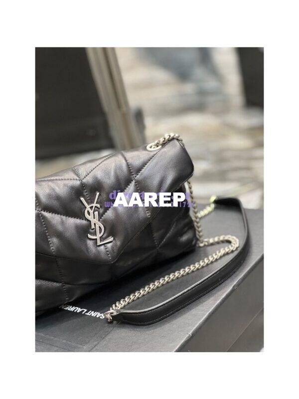 Replica YSL Saint Laurent Mini Loulou Puffer Toy Bag In Quilted Lambskin Black in Silver Hardware 5