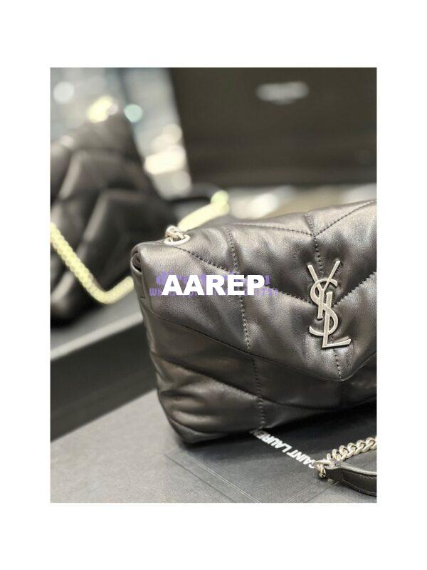 Replica YSL Saint Laurent Mini Loulou Puffer Toy Bag In Quilted Lambskin Black in Silver Hardware 7