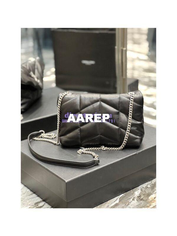 Replica YSL Saint Laurent Mini Loulou Puffer Toy Bag In Quilted Lambskin Black in Silver Hardware 12