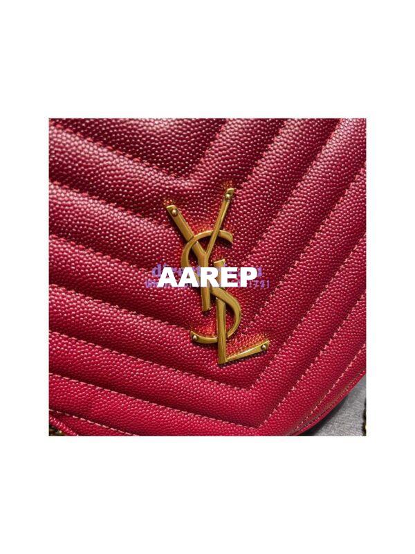 Replica YSL Yves Saint Laurent Vinyle Round Camera Bag In Chevron-quilted Grain De Poudre Embossed Leather 6104361 Red 8