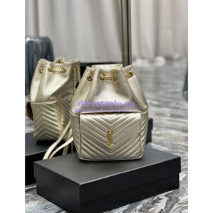 Replica YSL Saint Laurent Joe Backpack In Lamé Leather 672609 Champagne Gold