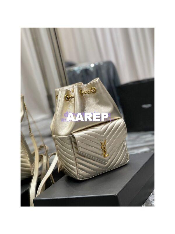 Replica YSL Saint Laurent Joe Backpack In Lamé Leather 672609 Champagne Gold 4