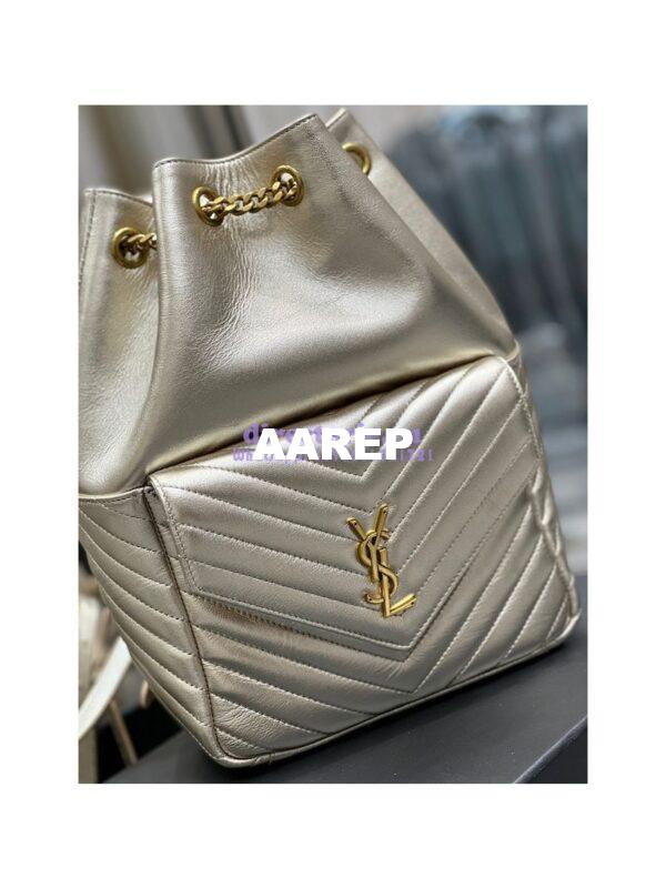 Replica YSL Saint Laurent Joe Backpack In Lamé Leather 672609 Champagne Gold 5