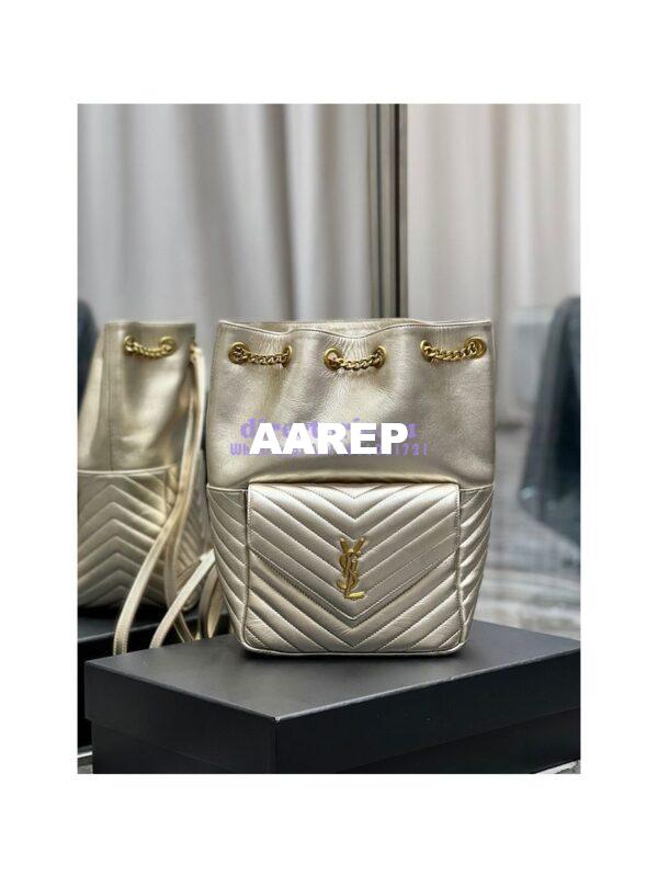Replica YSL Saint Laurent Joe Backpack In Lamé Leather 672609 Champagne Gold 7
