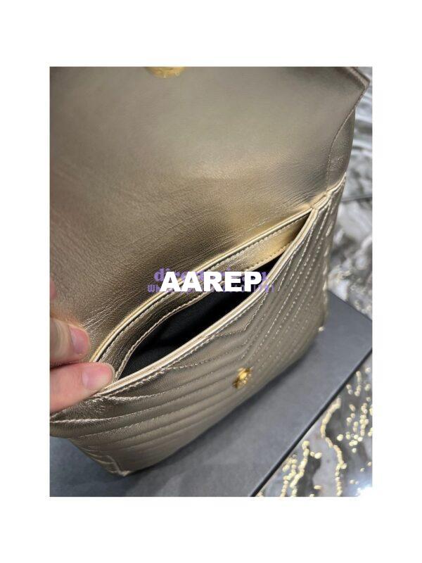 Replica YSL Saint Laurent Joe Backpack In Lamé Leather 672609 Champagne Gold 11