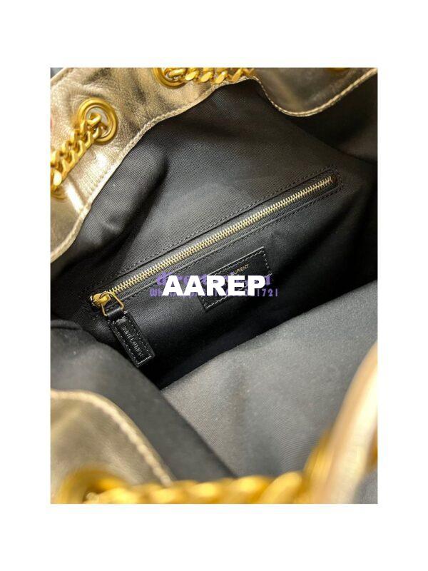Replica YSL Saint Laurent Joe Backpack In Lamé Leather 672609 Champagne Gold 15