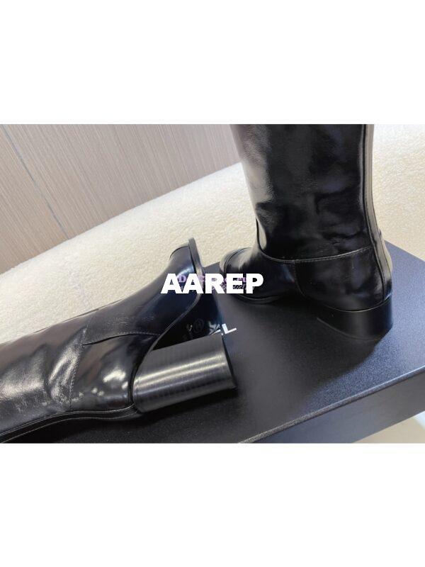 Replica Chanel 23K Shiny Aged Lambskin High Boots Heel 9cm G45200 Black 13