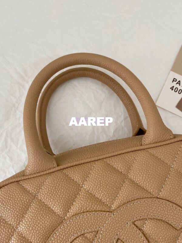 Replica Chanel CC Vintage Bowling Bag Caviar Leather AS3034 Beige 6