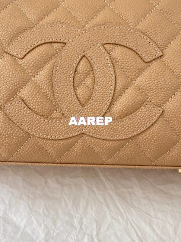 Replica Chanel CC Vintage Bowling Bag Caviar Leather AS3034 Beige 7