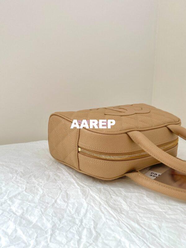 Replica Chanel CC Vintage Bowling Bag Caviar Leather AS3034 Beige 8