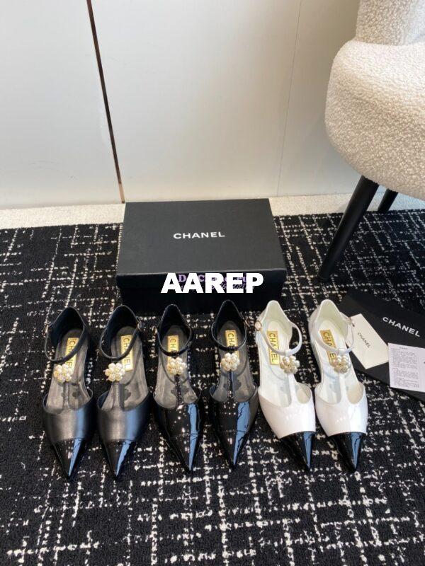Replica Chanel Pointed Toe Mary Jane Mules with Pearl Camellia 993145 4