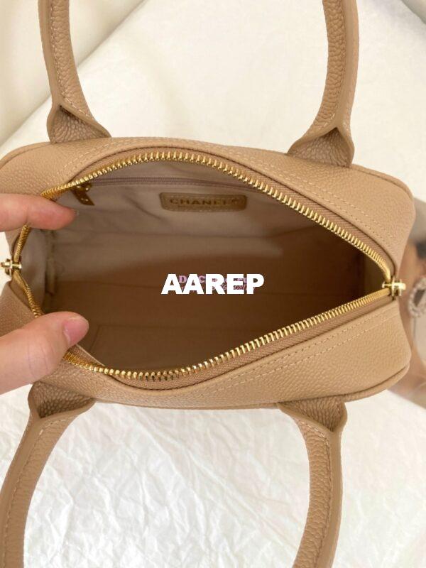 Replica Chanel CC Vintage Bowling Bag Caviar Leather AS3034 Beige 10