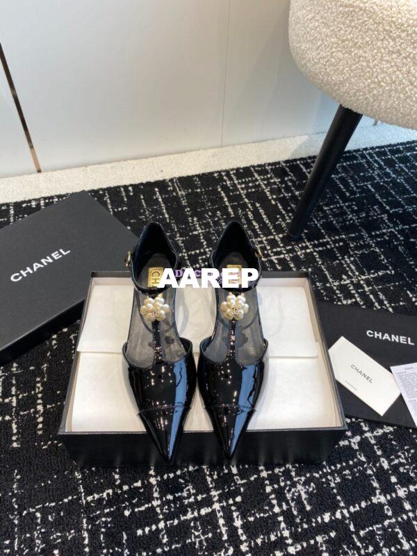 Replica Chanel Pointed Toe Mary Jane Mules with Pearl Camellia 993145 5
