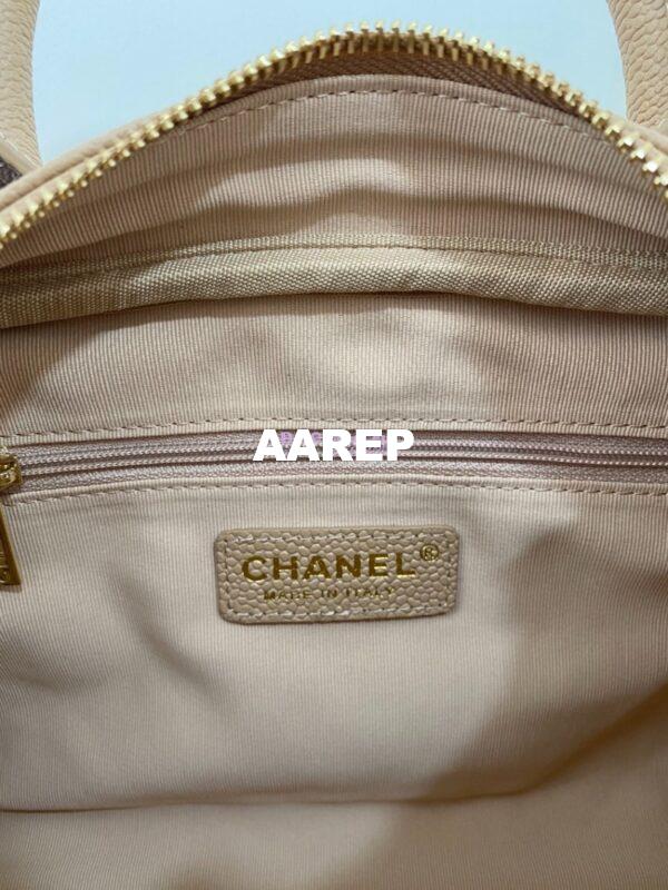Replica Chanel CC Vintage Bowling Bag Caviar Leather AS3034 Beige 11