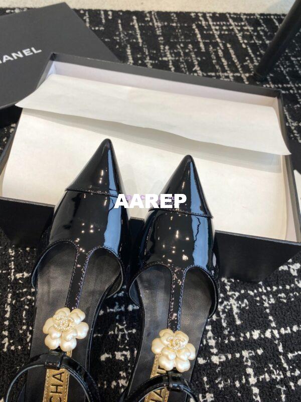 Replica Chanel Pointed Toe Mary Jane Mules with Pearl Camellia 993145 6