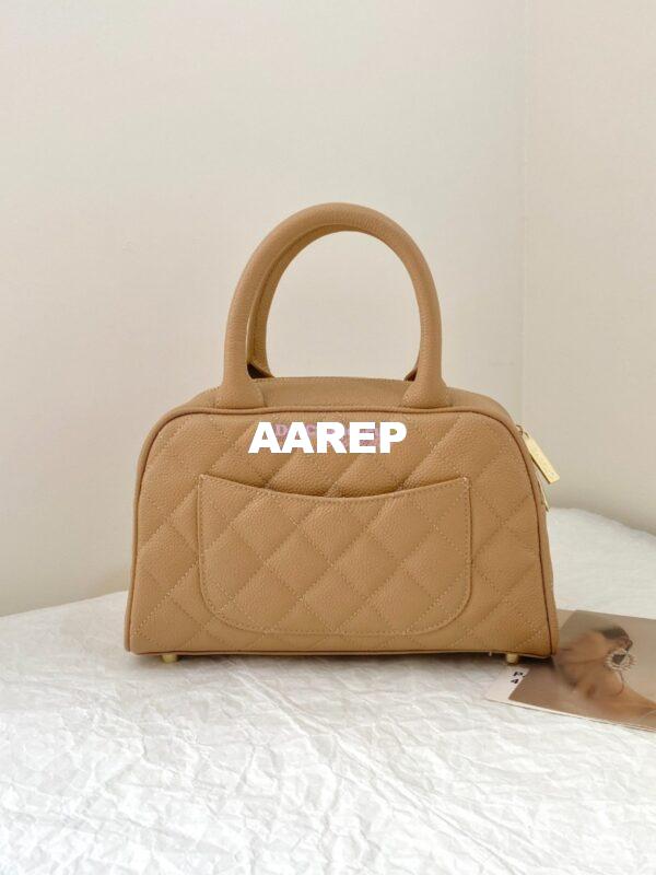Replica Chanel CC Vintage Bowling Bag Caviar Leather AS3034 Beige 12
