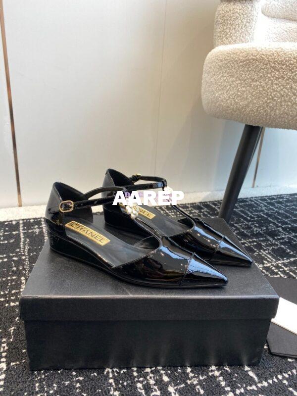 Replica Chanel Pointed Toe Mary Jane Mules with Pearl Camellia 993145 8