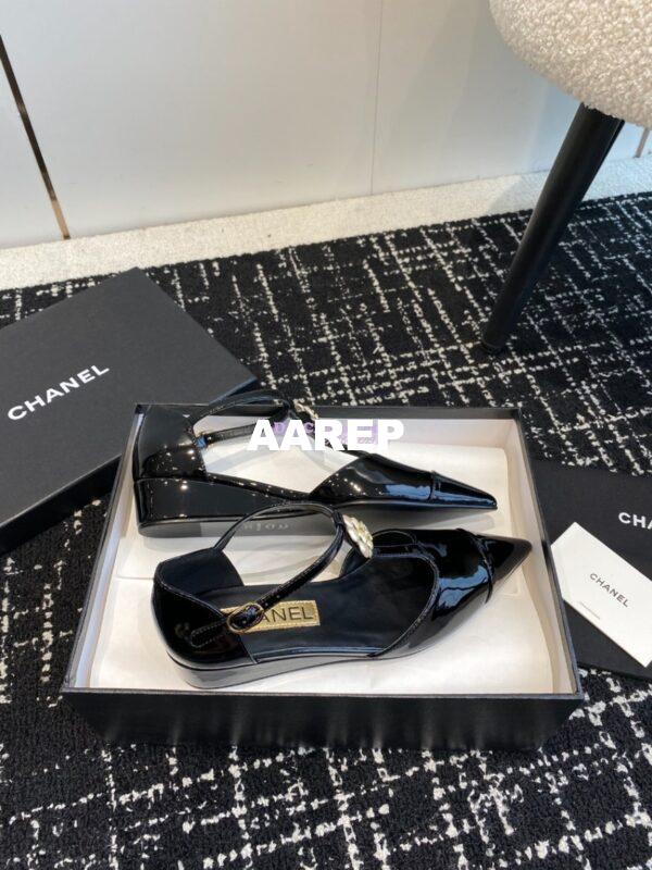 Replica Chanel Pointed Toe Mary Jane Mules with Pearl Camellia 993145 10