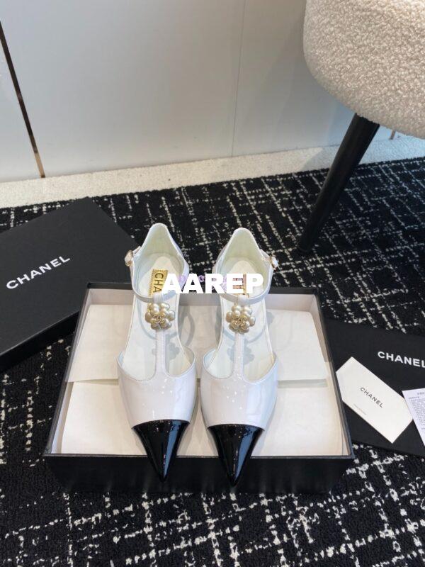 Replica Chanel Pointed Toe Mary Jane Mules with Pearl Camellia 993145 12