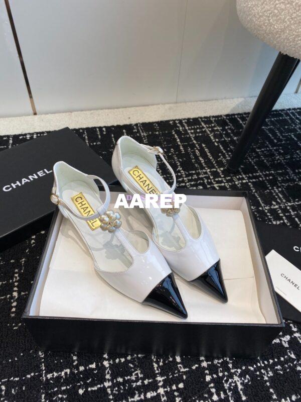 Replica Chanel Pointed Toe Mary Jane Mules with Pearl Camellia 993145 14