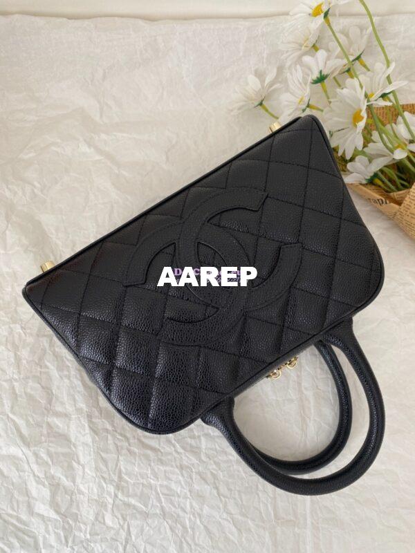 Replica Chanel CC Vintage Bowling Bag Caviar Leather AS3034 Black 5