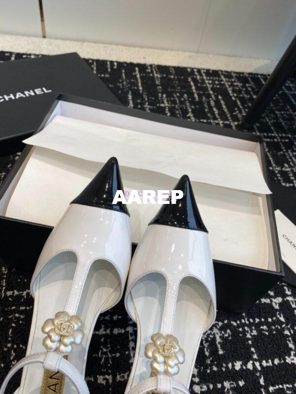 Replica Chanel Pointed Toe Mary Jane Mules with Pearl Camellia 993145 15