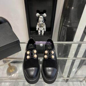 Replica Chanel Pearl Embellished Calfskin & Velvet Lace Up G36227