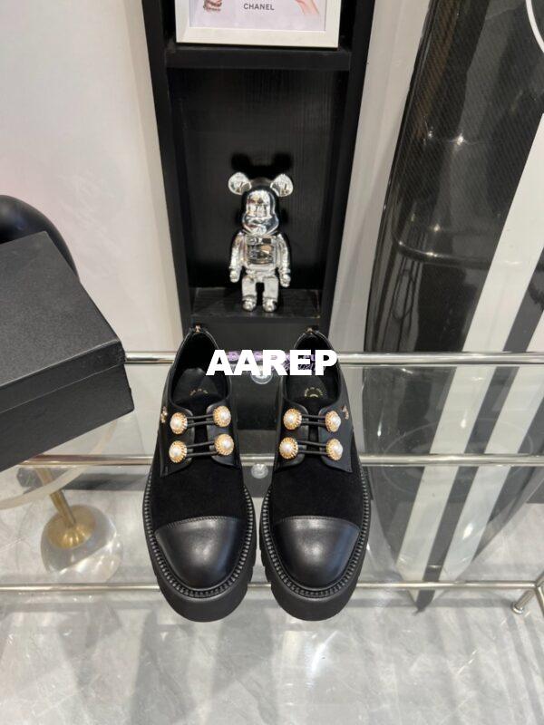Replica Chanel Pearl Embellished Calfskin & Velvet Lace Up G36227