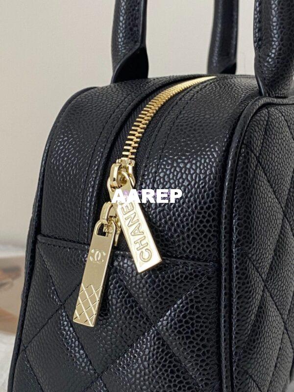 Replica Chanel CC Vintage Bowling Bag Caviar Leather AS3034 Black 8