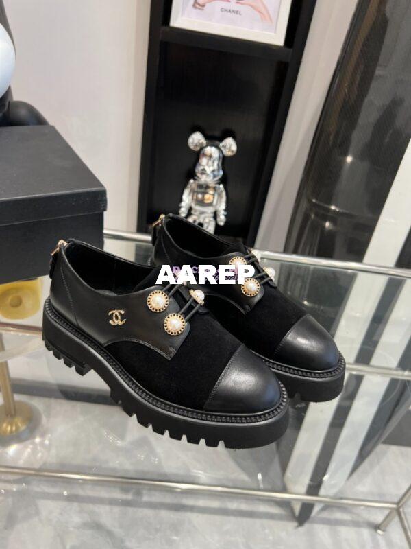 Replica Chanel Pearl Embellished Calfskin & Velvet Lace Up G36227 3
