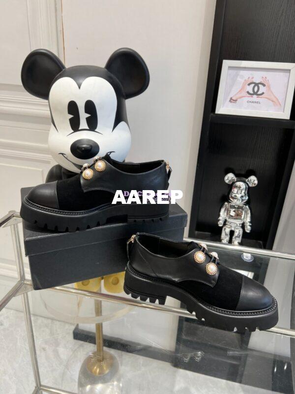 Replica Chanel Pearl Embellished Calfskin & Velvet Lace Up G36227 4