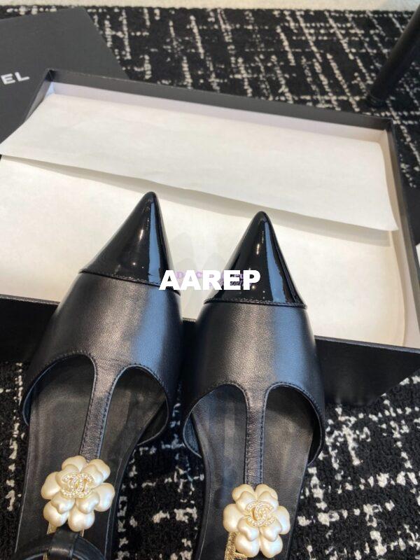 Replica Chanel Pointed Toe Mary Jane Mules with Pearl Camellia 993145 22