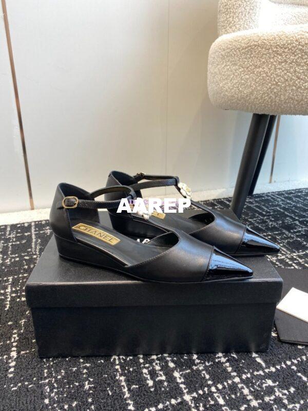 Replica Chanel Pointed Toe Mary Jane Mules with Pearl Camellia 993145 23