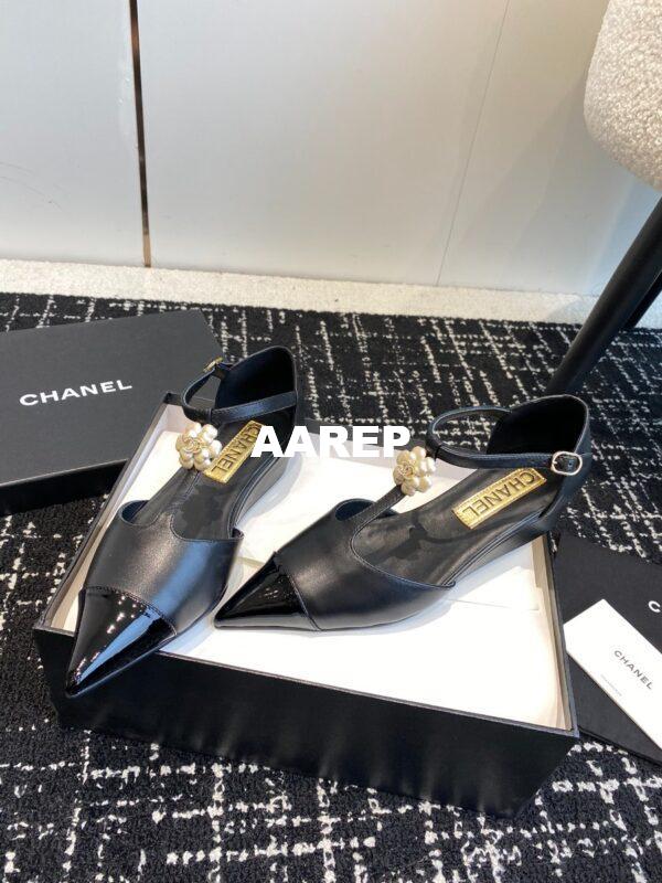 Replica Chanel Pointed Toe Mary Jane Mules with Pearl Camellia 993145 29
