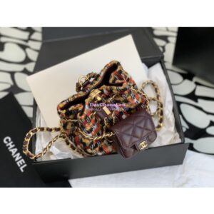 Replica Chanel 23C Small Backpack Wool Tweed & Lambskin AS3947 Dark Purple Orange & Multicolor 2