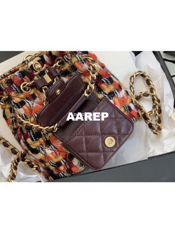 Replica Chanel 23C Small Backpack Wool Tweed & Lambskin AS3947 Dark Purple Orange & Multicolor 4