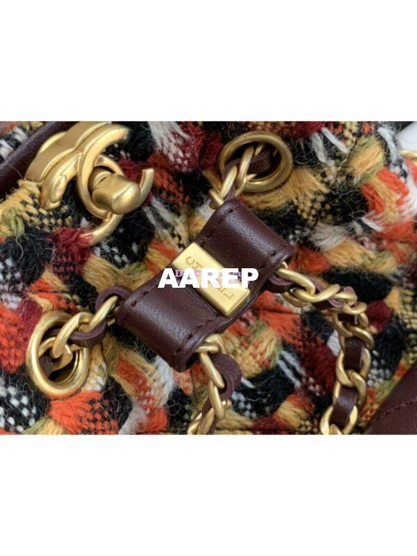 Replica Chanel 23C Small Backpack Wool Tweed & Lambskin AS3947 Dark Purple Orange & Multicolor 5
