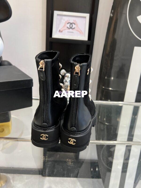 Replica Chanel Pearl Embellished Calfskin & Velvet Boots G36220 7