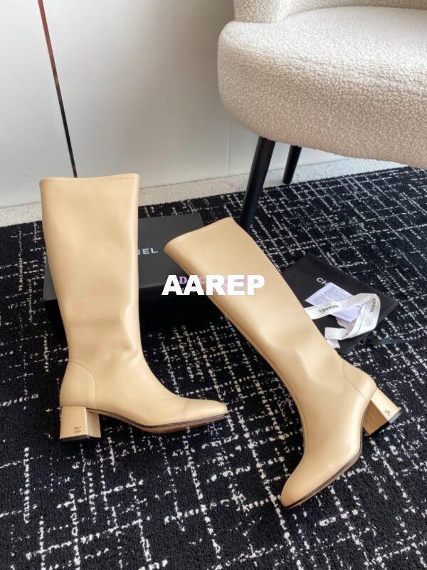 Replica Chanel High Boots Stretch Lambskin G39167 Beige 6
