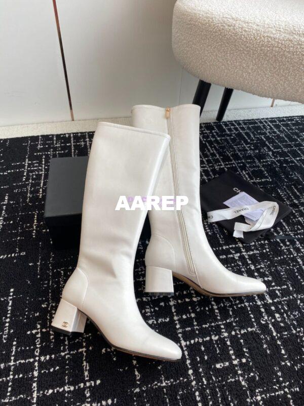 Replica Chanel High Boots Stretch Lambskin G39167 White 8