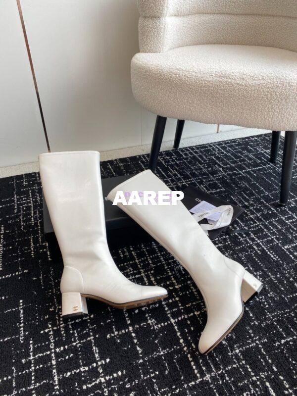 Replica Chanel High Boots Stretch Lambskin G39167 White 9