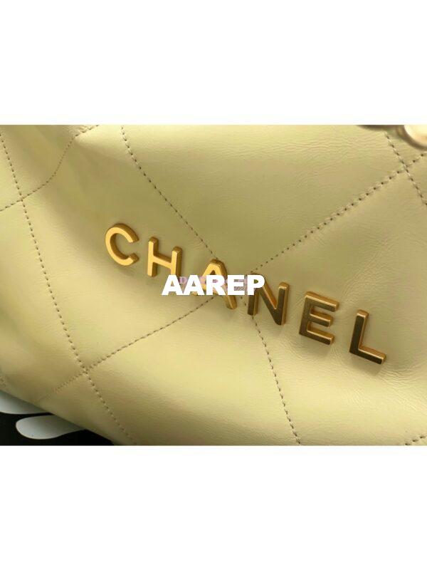 Replica Chanel 22 Handbag Shiny Calfskin & Gold Metal AS3260 AS3261 Light Yellow 6