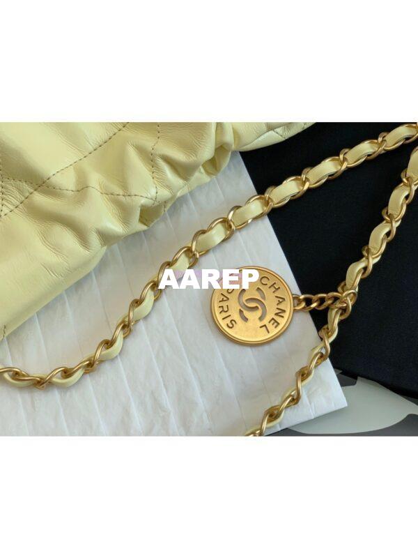 Replica Chanel 22 Handbag Shiny Calfskin & Gold Metal AS3260 AS3261 Light Yellow 7