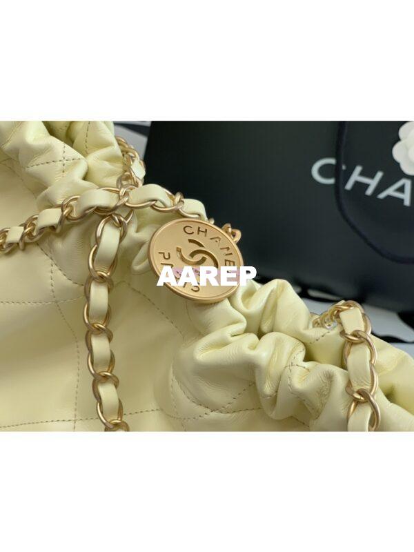 Replica Chanel 22 Handbag Shiny Calfskin & Gold Metal AS3260 AS3261 Light Yellow 8