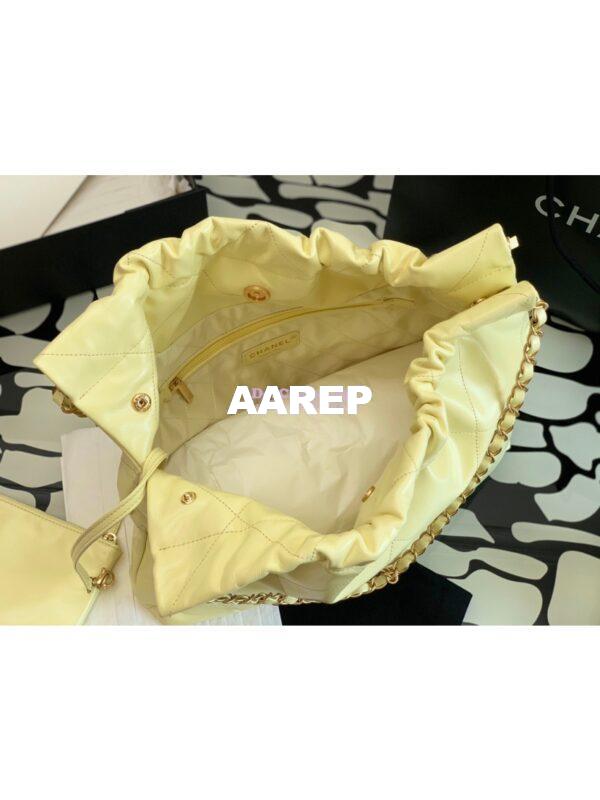 Replica Chanel 22 Handbag Shiny Calfskin & Gold Metal AS3260 AS3261 Light Yellow 9