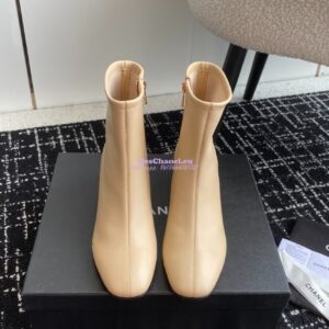 Replica Chanel Ankle Boots Stretch Lambskin G39166 Beige 2