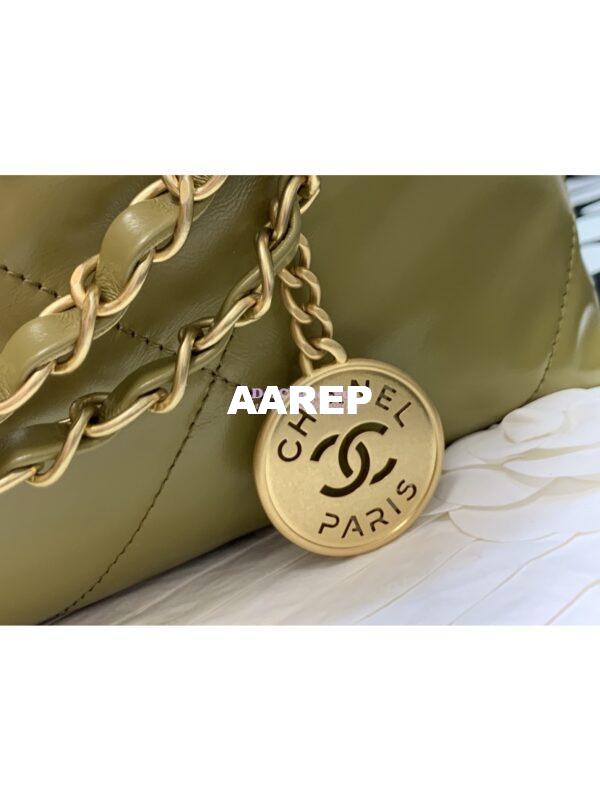 Replica Chanel 22 Handbag Shiny Calfskin & Gold Metal AS3260 AS3261 Green Khaki 6