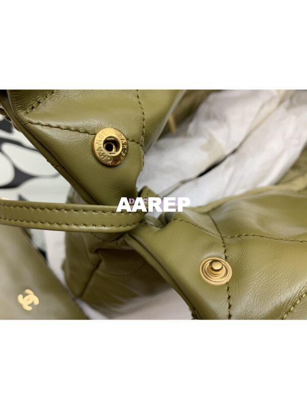 Replica Chanel 22 Handbag Shiny Calfskin & Gold Metal AS3260 AS3261 Green Khaki 8