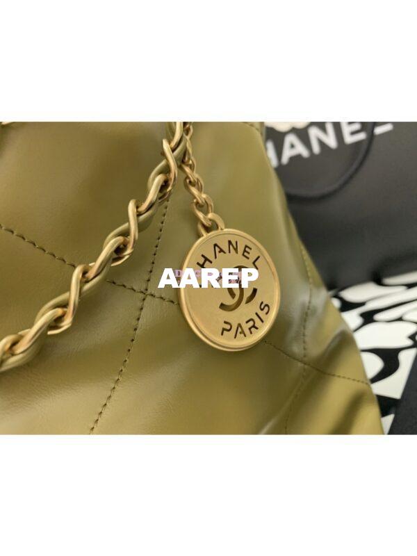 Replica Chanel 22 Handbag Shiny Calfskin & Gold Metal AS3260 AS3261 Green Khaki 15